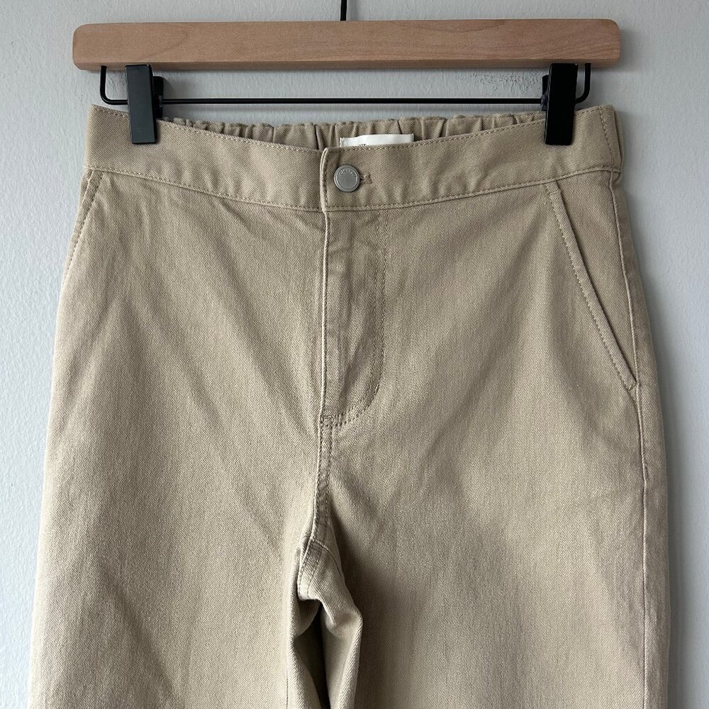 Oak + Fort Wide Leg Twill Pants Beige High Rise Size Small - Picture 3 of 11